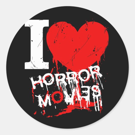 ICH HEART HORROR MOVIES RUNDER AUFKLEBER (Vorderseite)