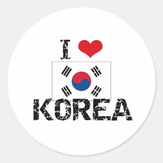 ICH HEART KOREA RUNDER AUFKLEBER (Vorderseite)