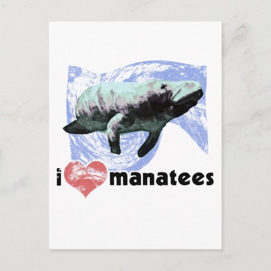 Ich heart Manatees Postkarte (Vorderseite)