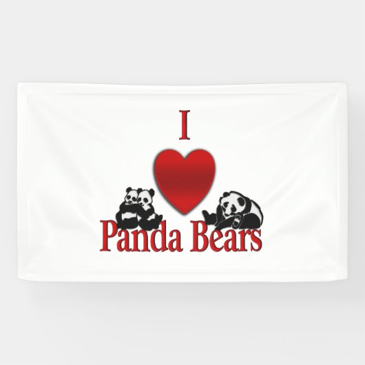 Ich heart Panda Bears Fun Banner (Horizontal)