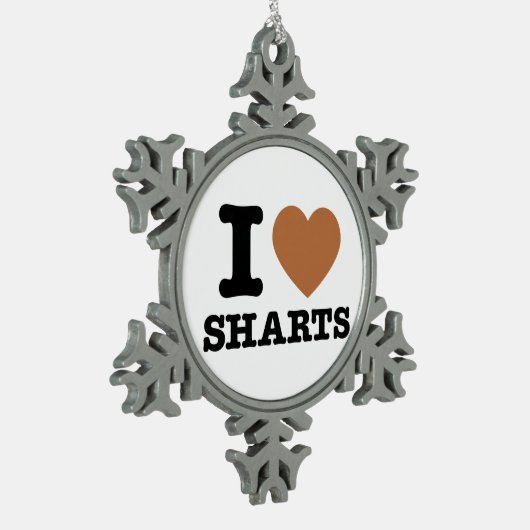 Ich heart Sharts Funny Graphic Schneeflocken Zinn-Ornament (Links)