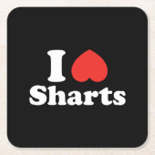 Ich heart Sharts Rechteckiger Pappuntersetzer (Vorderseite)