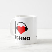Ich heart Techno Funny Mug Kaffeetasse (Vorderseite Links)