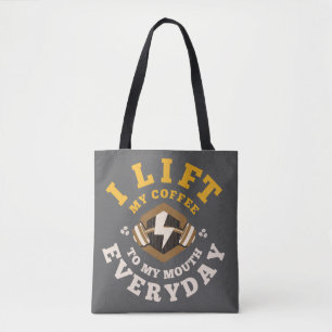 Ich hebe jeden Tag (grau/goldfarben) Tasche