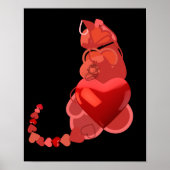 Ich hebe Katzen schwarz und rot Vlies Decke Poster (Vorne)