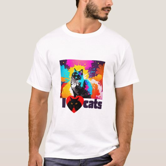 Ich hebe Katzen T-Shirt (Vorderseite)
