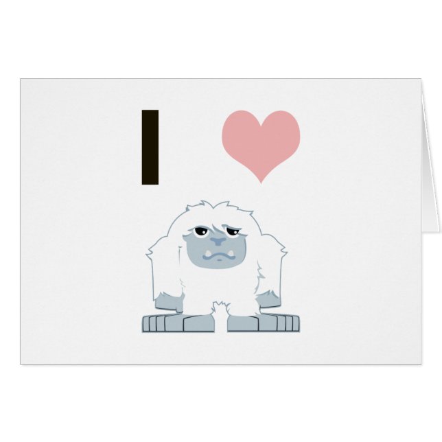 Ich hebe Yeti Niedlich Cartoon Schneemonster (Vorderseite (Horizontal))
