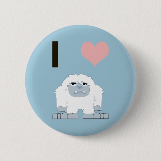 Ich hebe Yeti Niedlich Cartoon Schneemonster Button (Vorderseite)