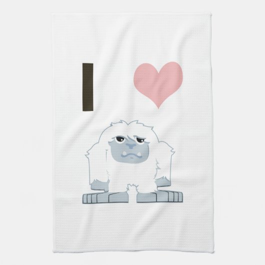 Ich hebe Yeti Niedlich Cartoon Schneemonster Geschirrtuch (Vertikal)