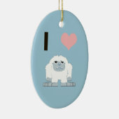 Ich hebe Yeti Niedlich Cartoon Schneemonster Keramik Ornament (Rechts)