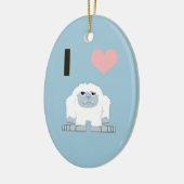 Ich hebe Yeti Niedlich Cartoon Schneemonster Keramik Ornament (Links)