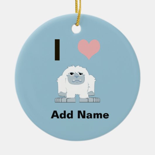 Ich hebe Yeti Niedlich Cartoon Schneemonster Keramik Ornament (Vorne)