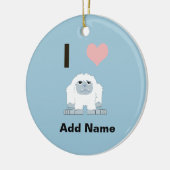 Ich hebe Yeti Niedlich Cartoon Schneemonster Keramik Ornament (Links)