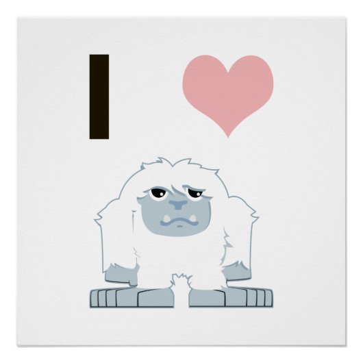 Ich hebe Yeti Niedlich Cartoon Schneemonster Poster (Vorderseite)