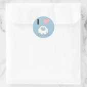 Ich hebe Yeti Niedlich Cartoon Schneemonster Runder Aufkleber (Tasche)