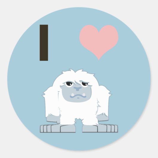 Ich hebe Yeti Niedlich Cartoon Schneemonster Runder Aufkleber (Vorderseite)