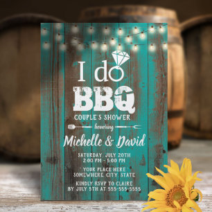 ICH HEIRATE BBQ Paare Dusche Rustikale Türkis Sche Einladung