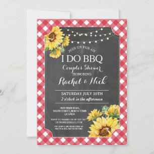 ICH HEIRATE BBQ Paarschauer Sonnenblume Gingham Einladung