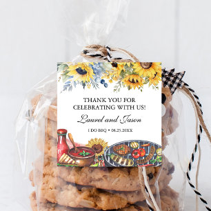 Ich heirate BBQ Sonnenblume Rustikale Verlobungspa Quadratischer Aufkleber