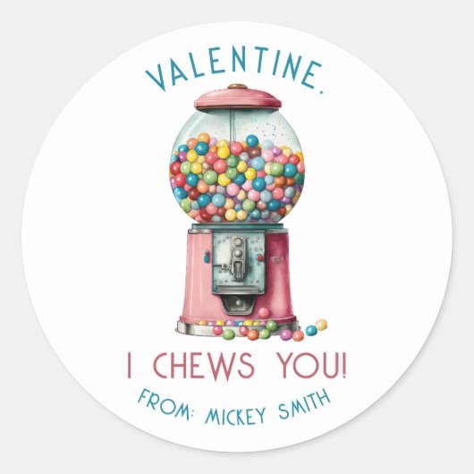 Ich heiße dich, Valentine! Gumball Machine Valenti Runder Aufkleber (Vorderseite)