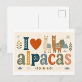 "Ich [Herz] Alpakas" Postkarte (Vorne/Hinten)