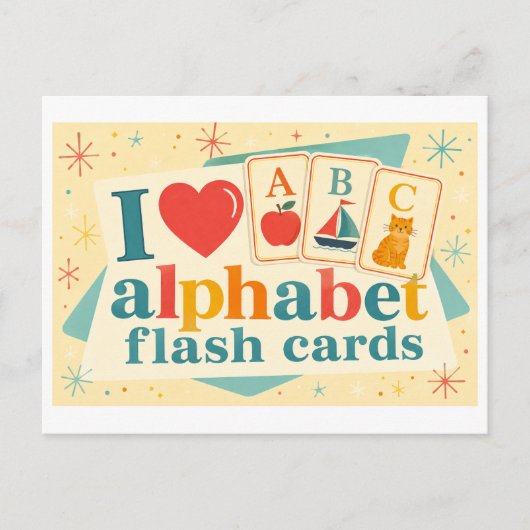 "Ich [Herz] Alphabet-Blitzkarten" Postkarte (Vorderseite)