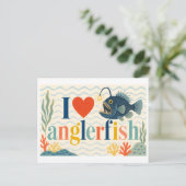 "Ich [Herz] Anglerfisch" Postkarte (Stehend Vorderseite)
