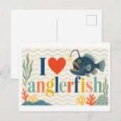 "Ich [Herz] Anglerfisch" Postkarte (Vorne/Hinten)