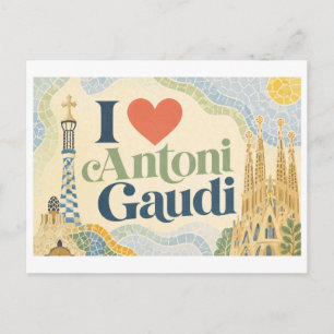 "Ich [Herz] Antoni Gaudi" Postkarte