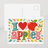 "Ich [Herz] Äpfel" Postkarte (Vorne/Hinten)