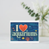 "Ich [Herz] Aquarien" Postkarte (Stehend Vorderseite)