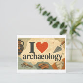 "Ich [Herz] Archäologie" Postkarte (Stehend Vorderseite)