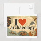 "Ich [Herz] Archäologie" Postkarte (Vorne/Hinten)