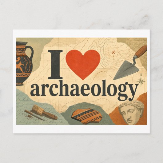 "Ich [Herz] Archäologie" Postkarte (Vorderseite)
