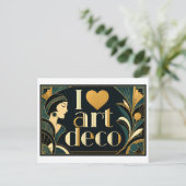 "Ich [Herz] Art Deco" Postkarte (Stehend Vorderseite)
