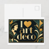 "Ich [Herz] Art Deco" Postkarte (Vorne/Hinten)