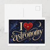 "Ich [Herz] Astronomie" Postkarte (Vorne/Hinten)