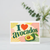 "Ich [Herz] Avocados" Postkarte (Stehend Vorderseite)