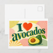 "Ich [Herz] Avocados" Postkarte (Vorne/Hinten)