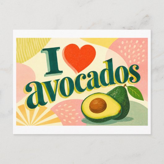 "Ich [Herz] Avocados" Postkarte (Vorderseite)