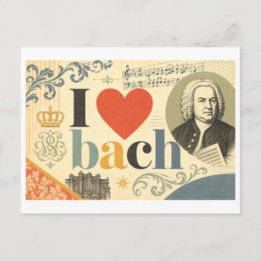 "Ich [Herz] Bach" Postkarte (Vorderseite)