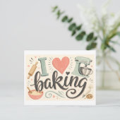 Ich [Herz] Backen Postkarte (Stehend Vorderseite)