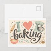 Ich [Herz] Backen Postkarte (Vorne/Hinten)