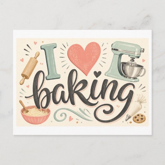 Ich [Herz] Backen Postkarte (Vorderseite)