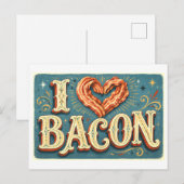 "Ich [Herz] Bacon" Postkarte (Vorne/Hinten)