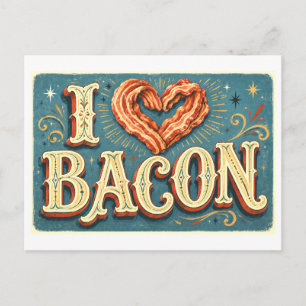 "Ich [Herz] Bacon" Postkarte
