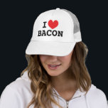 Ich Herz Bacon Trucker Hut für Speckliebhaber Truckerkappe<br><div class="desc">Ich Herz Bacon Trucker Hut für Speck-Liebhaber. Machen Sie Ihre eigene Fun Cap. Personalisieren Sie diese Vorlage mit Ihrem eigenen lustigen Text.</div>