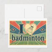 "Ich [Herz] Badminton" Postkarte (Vorne/Hinten)