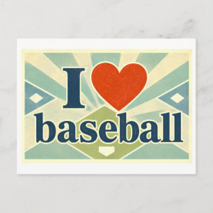 "Ich [Herz] Baseball" Postkarte