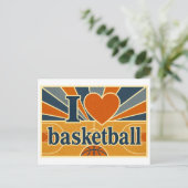 "Ich [Herz] Basketball" Postkarte (Stehend Vorderseite)